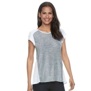 Apt.9 Mixed Media Tshirt Large Heather Grey & Blue